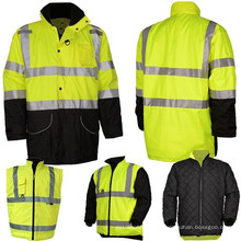 Men′s Polyester Engineering Service Frequently Hi Vis/Reflective Strip Fluorescent Green Orange Coat Cotton-Padded Safety Jacket